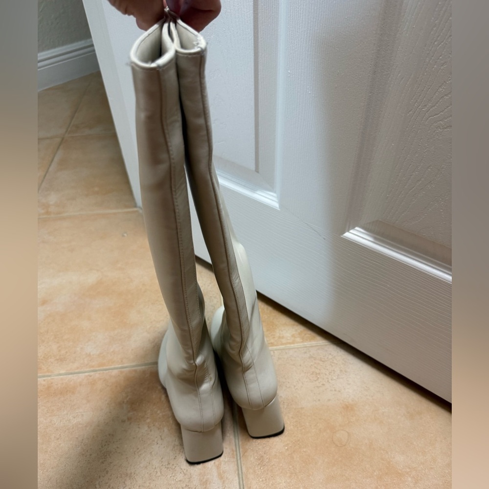 Zara Cream Over the Knee Boots - Picture 2 of 11